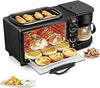 3-In-1 Breakfast Maker Center Station | Multifunctional Retro Family Electric Toaster Machine | Compact Stainless Steel Oven with Coffeemaker and Egg Griddle